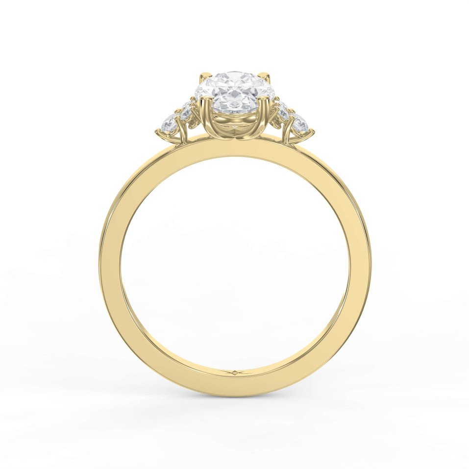 Floral Cluster Diamond Engagement Ring Featuring a Large Center Diamond & Starburst Side Clusters