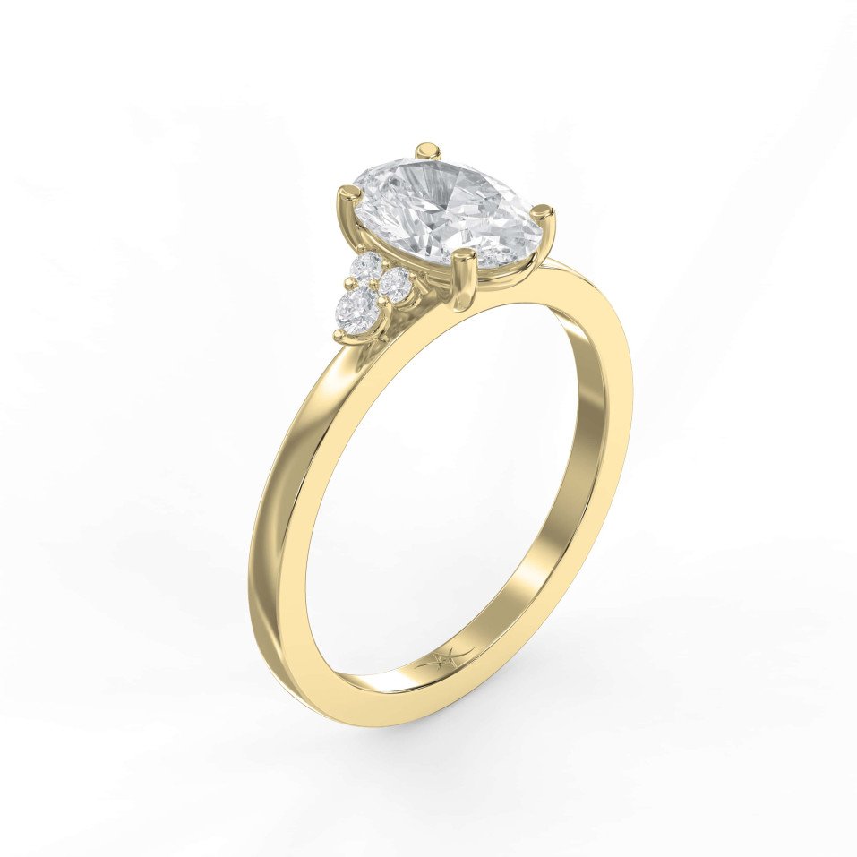 Floral Cluster Diamond Engagement Ring Featuring a Large Center Diamond & Starburst Side Clusters