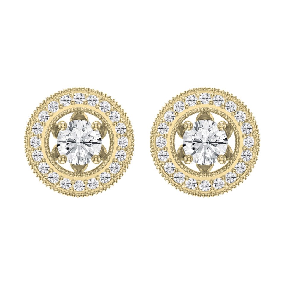 Halo Round Lab-Grown Diamond Earrings