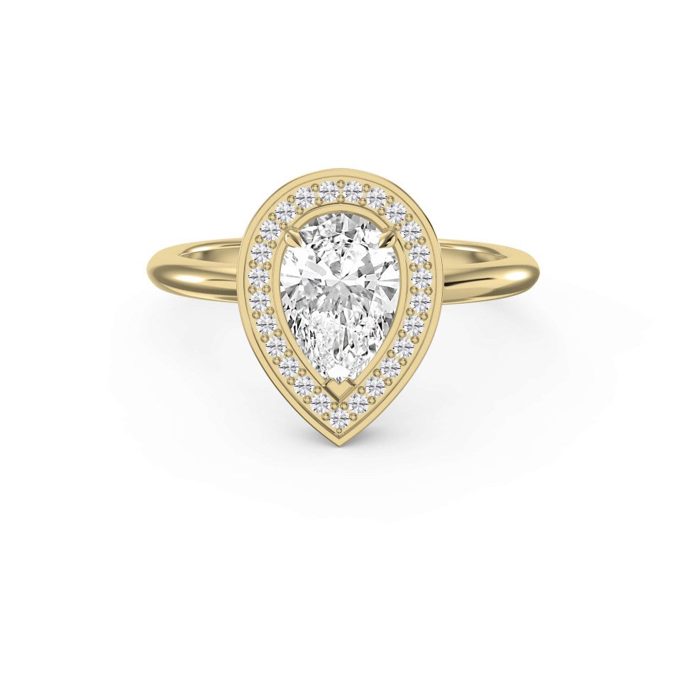 Pear Shape Halo Engagement Ring – Choose Lab-Grown or Natural Diamond