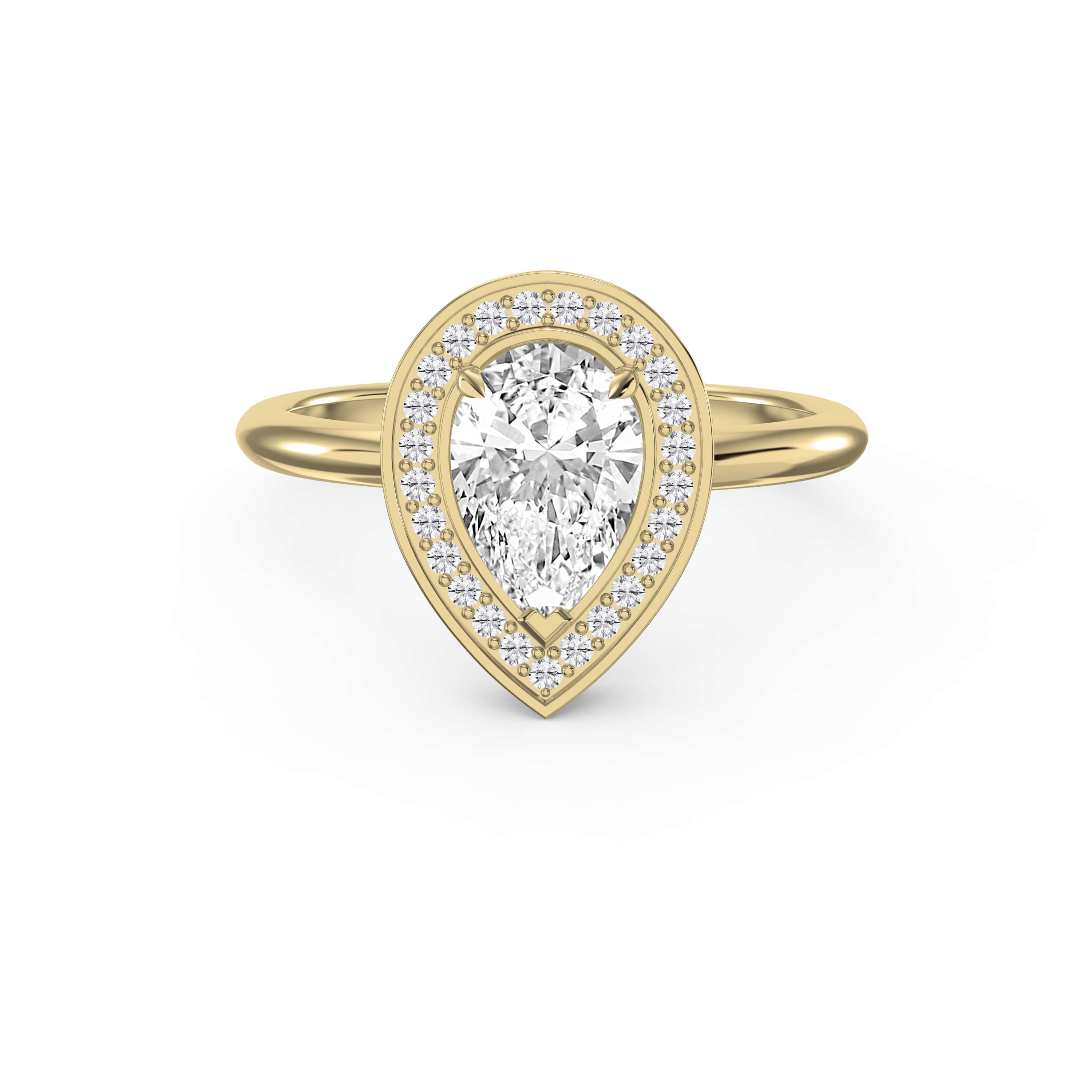 Pear Shape Halo Engagement Ring – Choose Lab-Grown or Natural Diamond