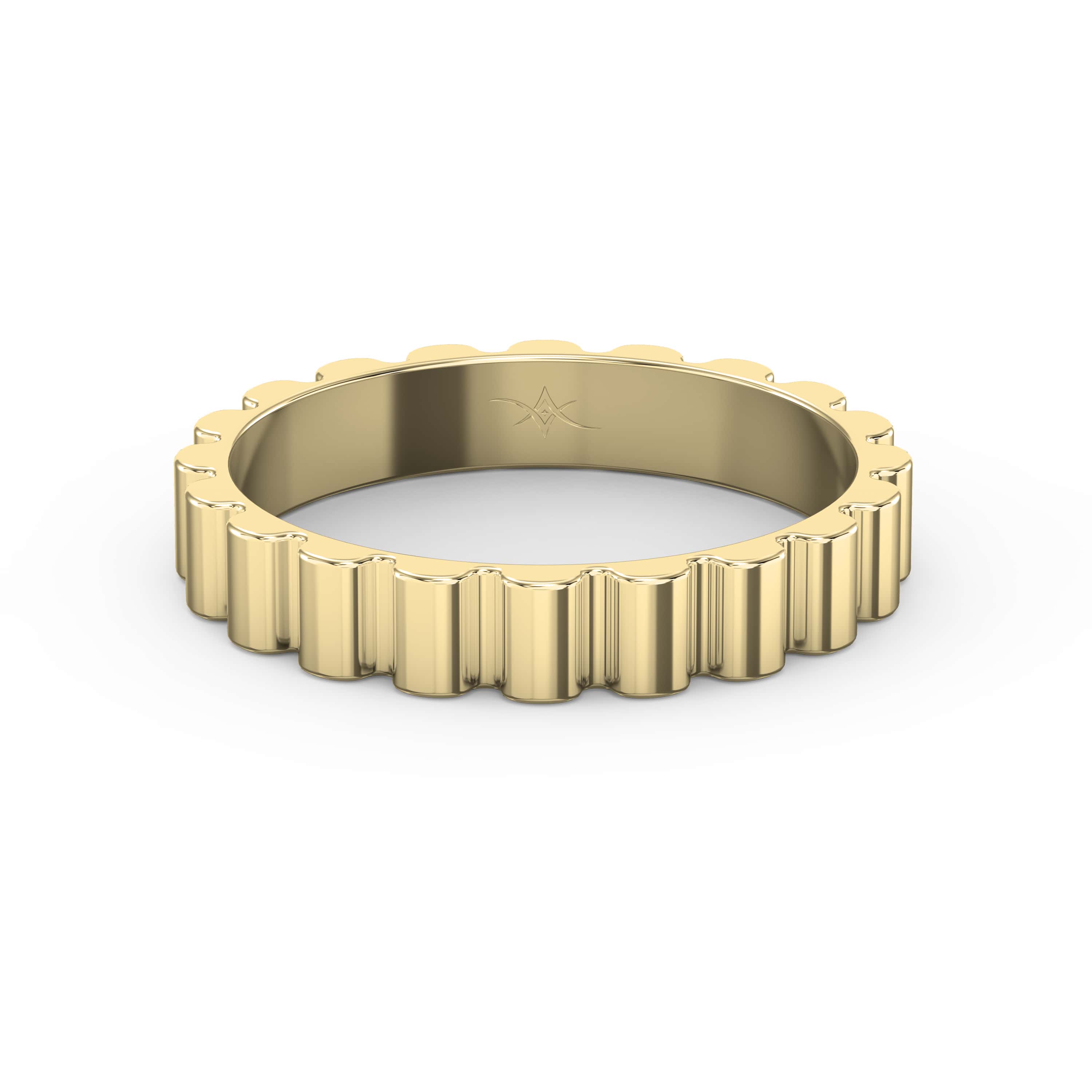 Fluted Wedding Band for Him – Solid Gold for Men