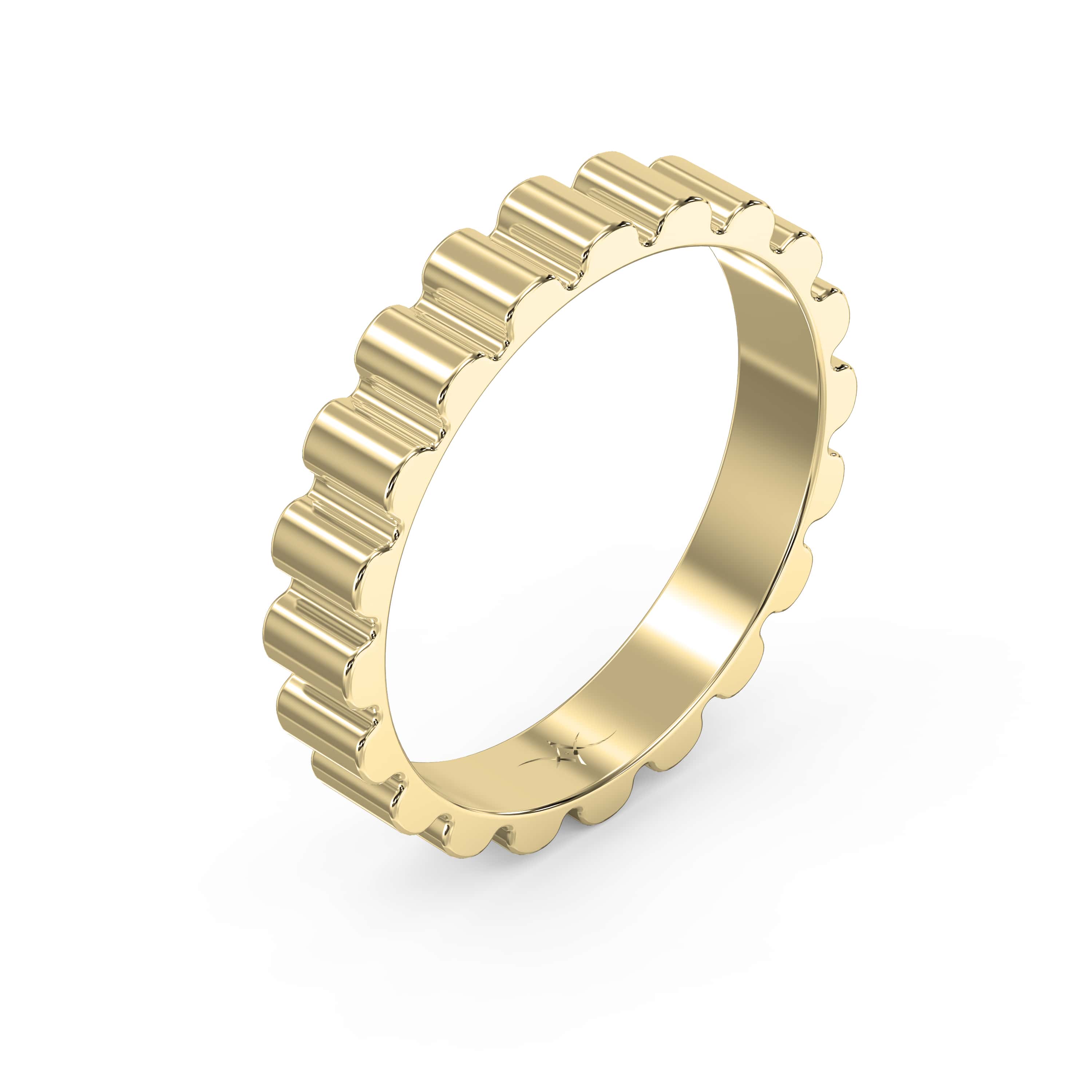 Fluted Wedding Band for Him – Solid Gold for Men