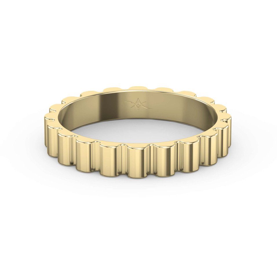 Fluted Wedding Band for Him – Solid Gold for Men