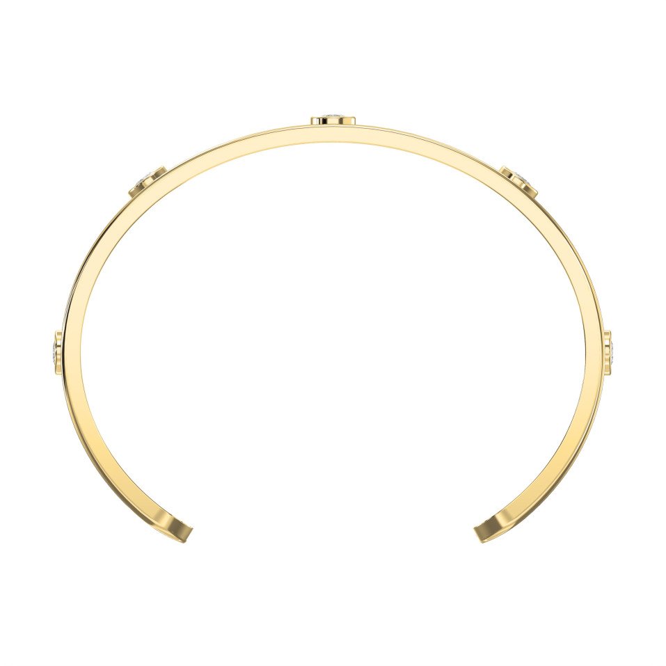 Minimalist Cuff Bracelet with Bezel Set Round Diamonds | Choose Lab - Grown & natural
