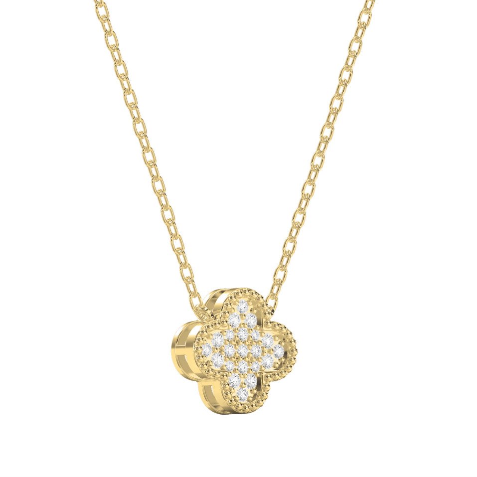 Clover Diamond Heritage Necklace – Pavé Quatrefoil Charm Jewelry | Lab-Grown & Natural Diamonds