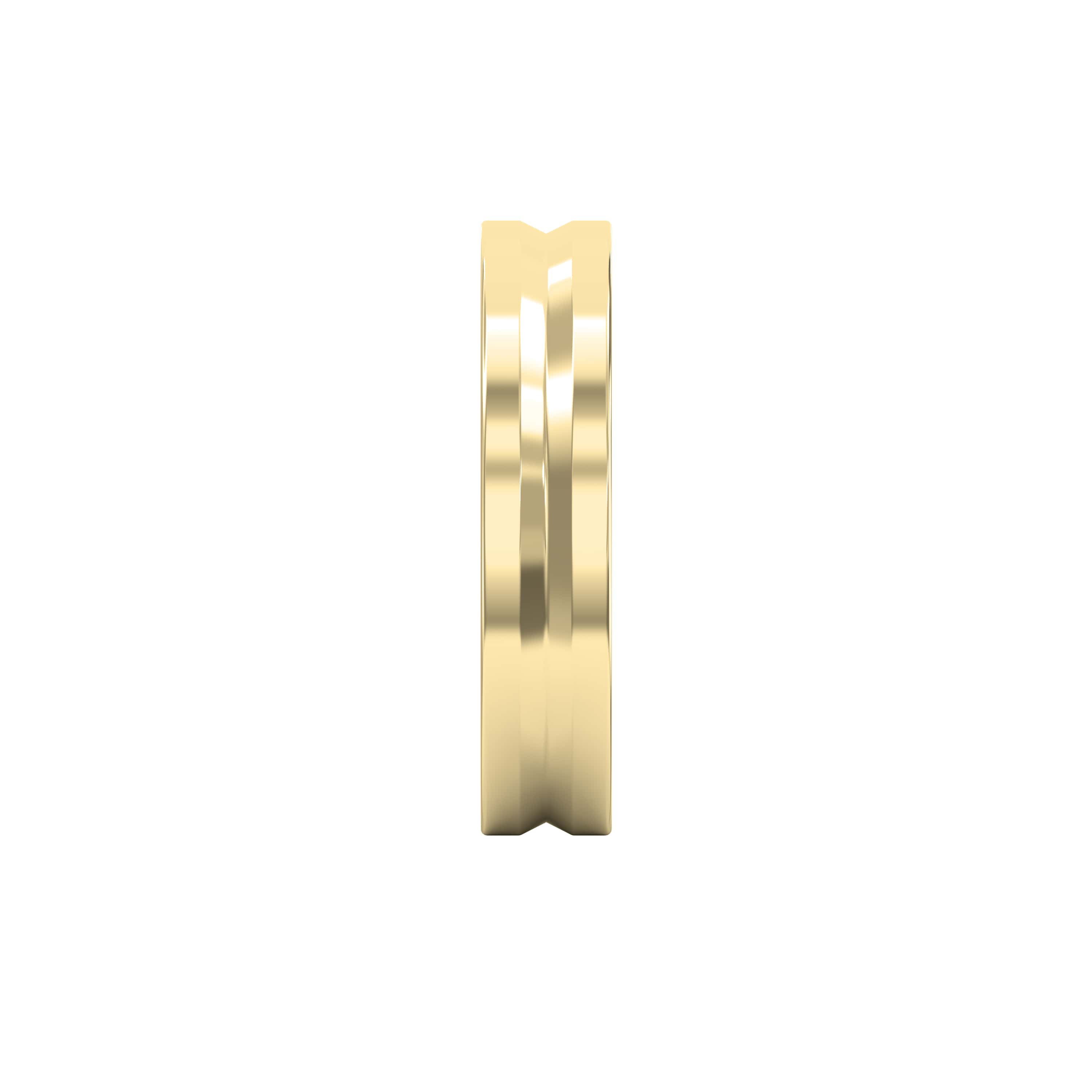 Bullnose Groove Pattern Flat Wedding Ring Bold Lines, Timeless Strength — A Gold Engagement Band for Men