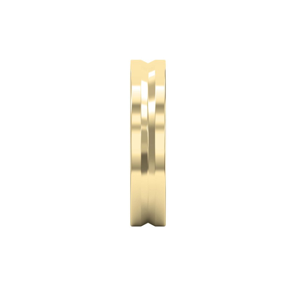 Bullnose Groove Pattern Flat Wedding Ring Bold Lines, Timeless Strength — A Gold Engagement Band for Men