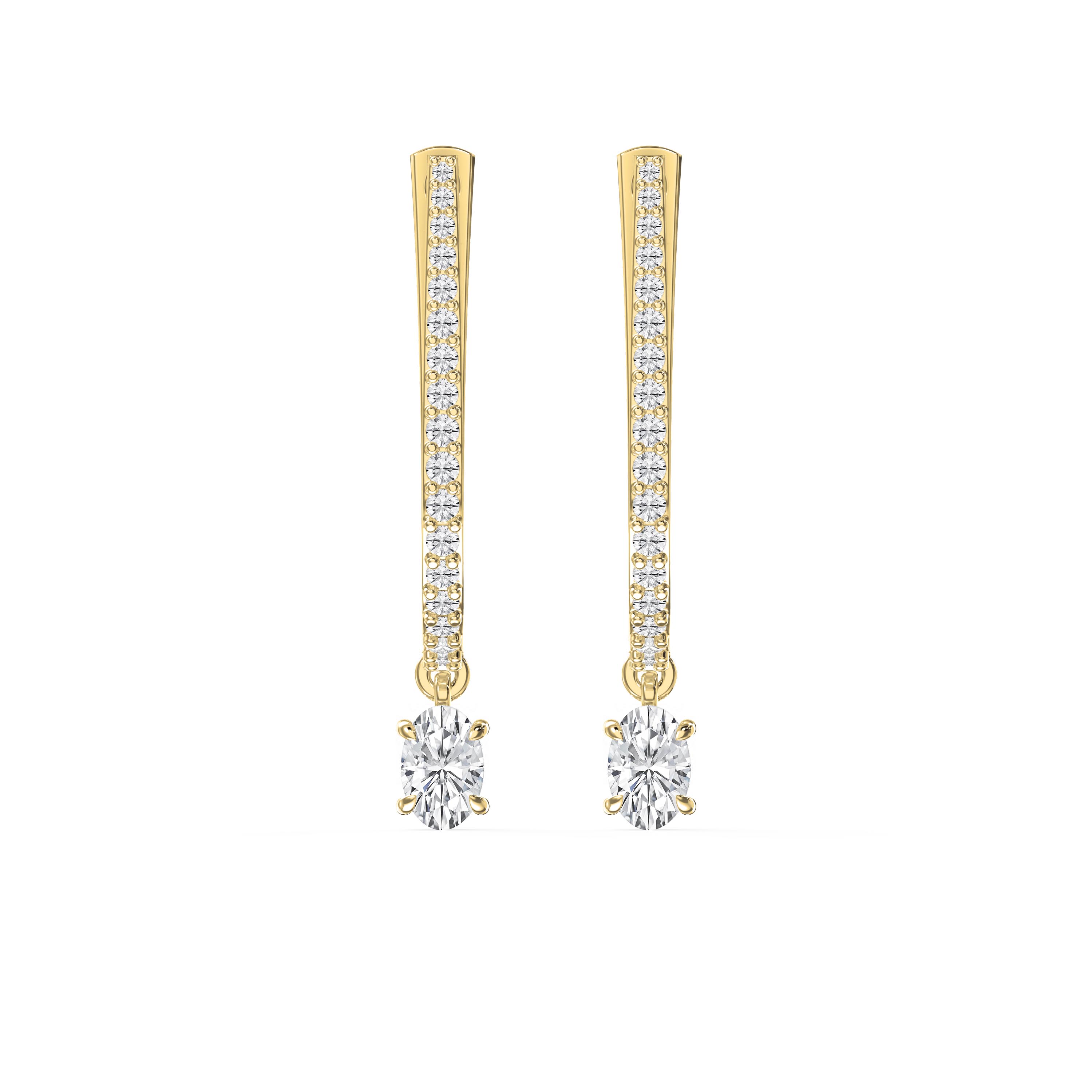 Hoop Drop Earrings with Round & Oval Cut Diamonds – Pavé Solitaire Fine Jewelry | Lab - Grown & Natural