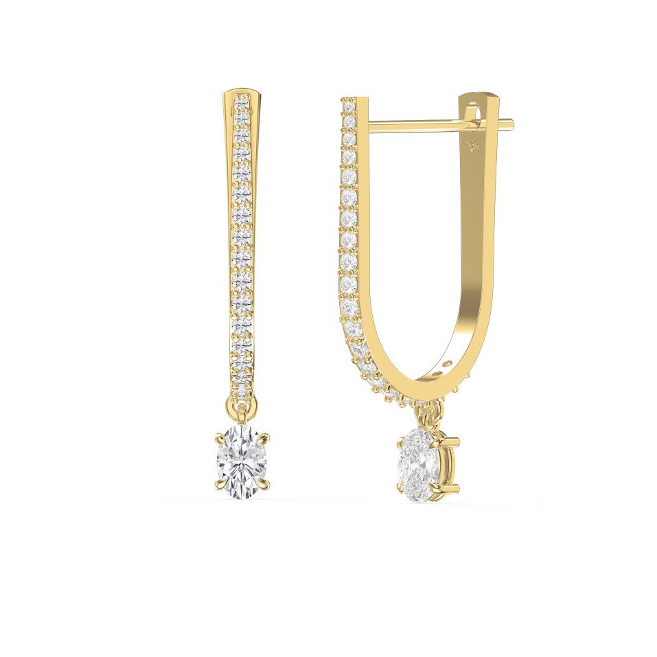 Hoop Drop Earrings with Round & Oval Cut Diamonds – Pavé Solitaire Fine Jewelry | Lab - Grown & Natural