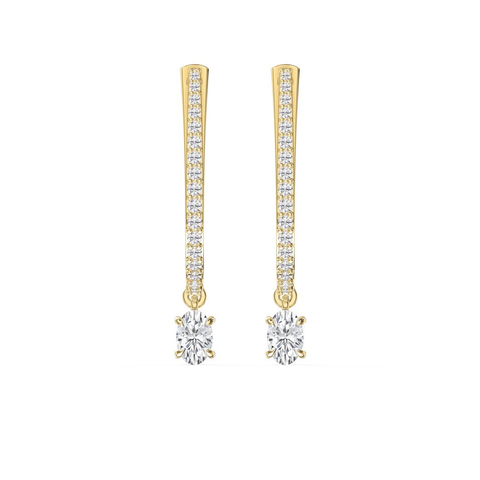 Hoop Drop Earrings with Round & Oval Cut Diamonds – Pavé Solitaire Fine Jewelry | Lab - Grown & Natural