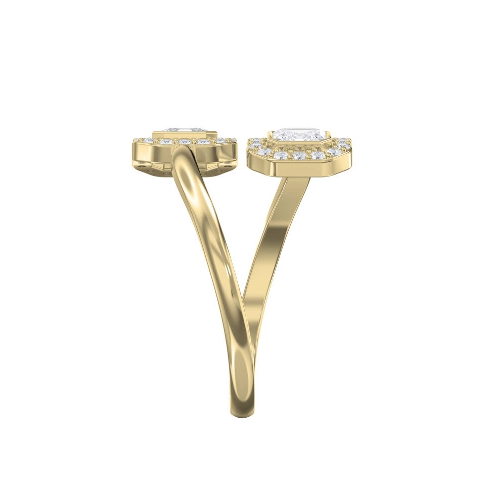 Two Stone Asscher Shape Fashion Ring