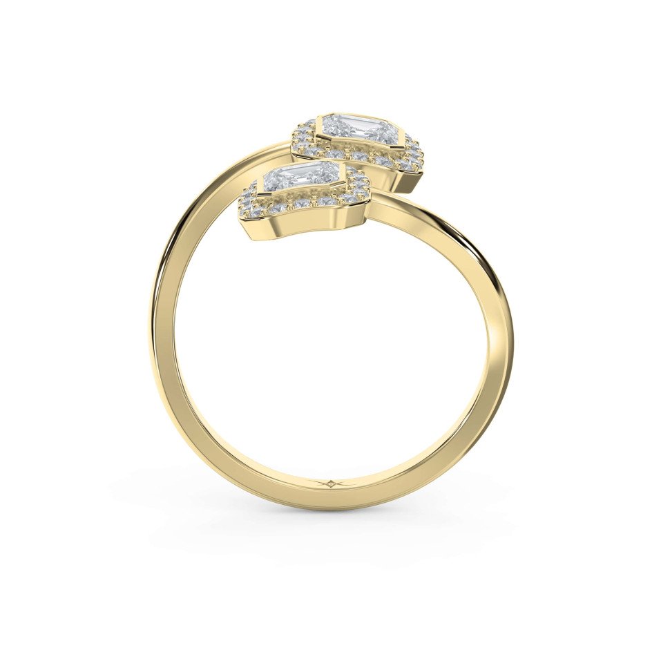Two Stone Asscher Shape Fashion Ring