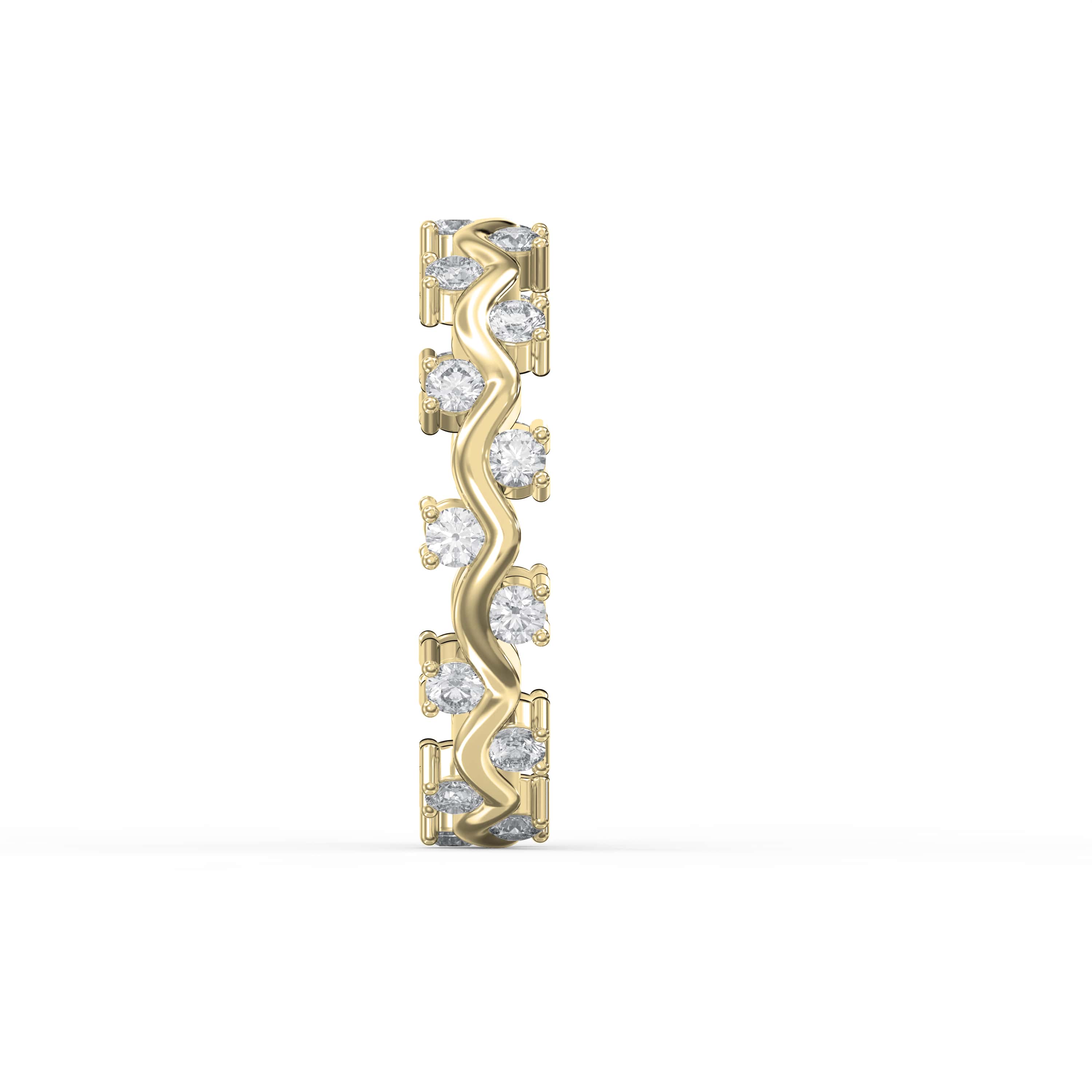 Curved Diamond Ring with Round Brilliant Cut – Lab-Grown & Natural Elegance