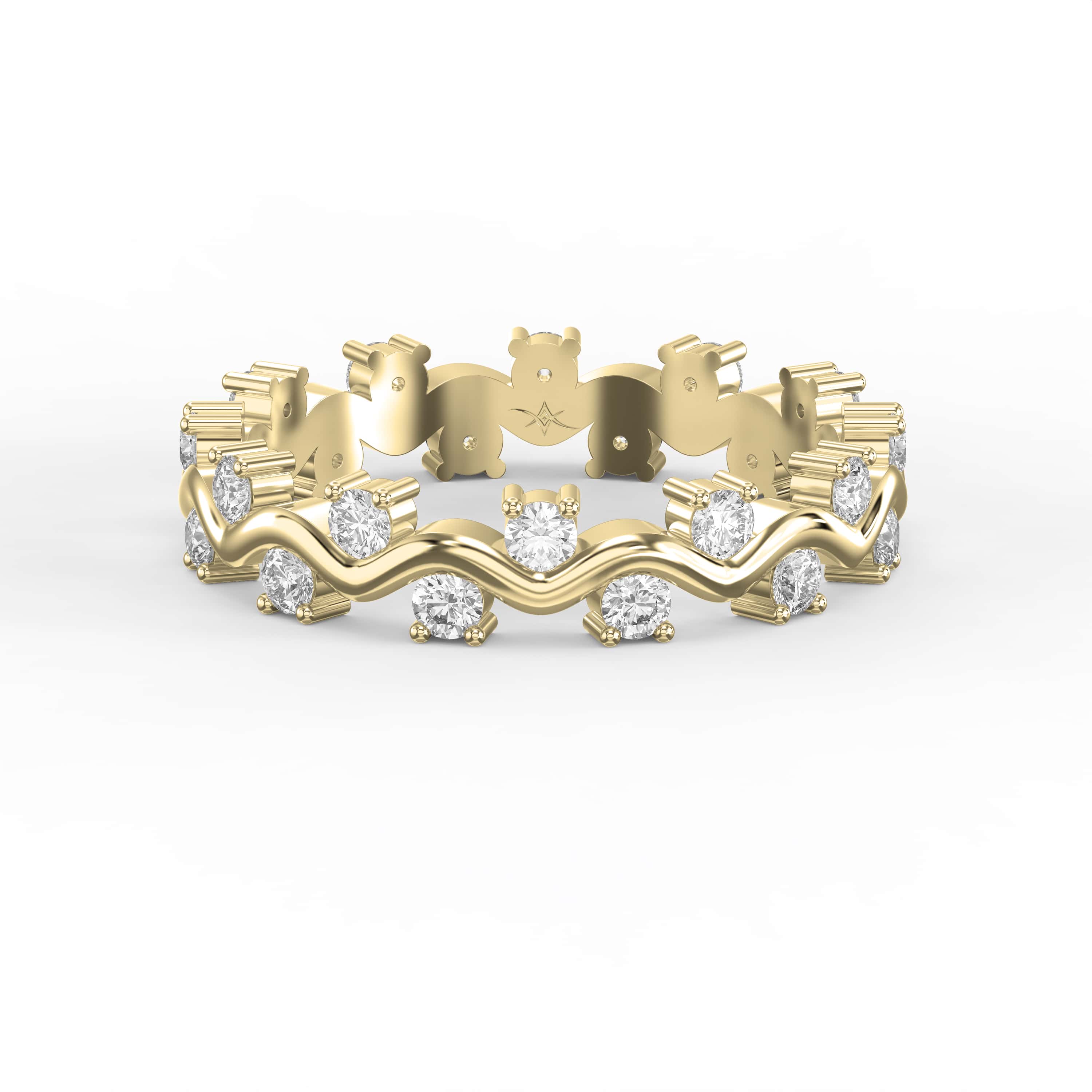 Curved Diamond Ring with Round Brilliant Cut – Lab-Grown & Natural Elegance