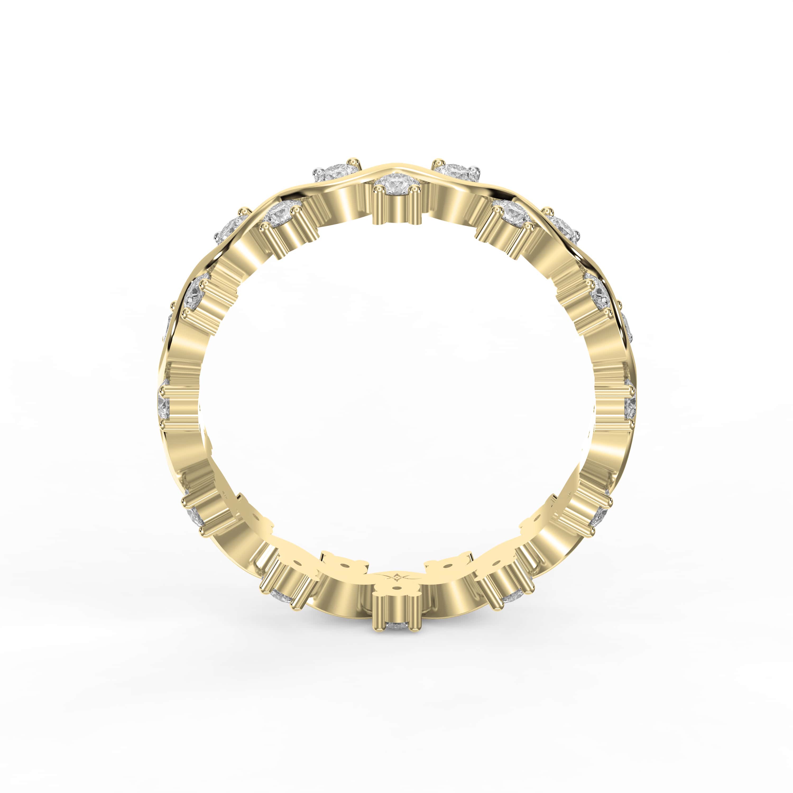 Curved Diamond Ring with Round Brilliant Cut – Lab-Grown & Natural Elegance