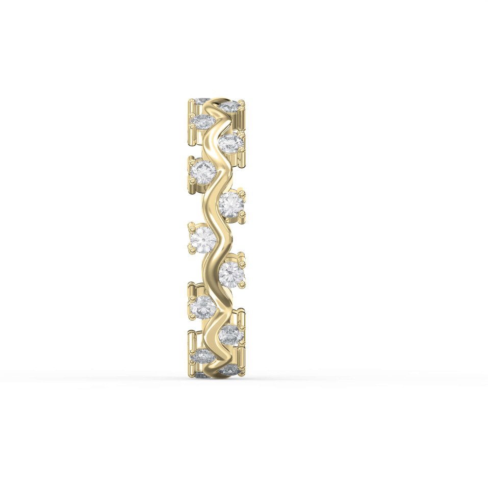 Curved Diamond Ring with Round Brilliant Cut – Lab-Grown & Natural Elegance