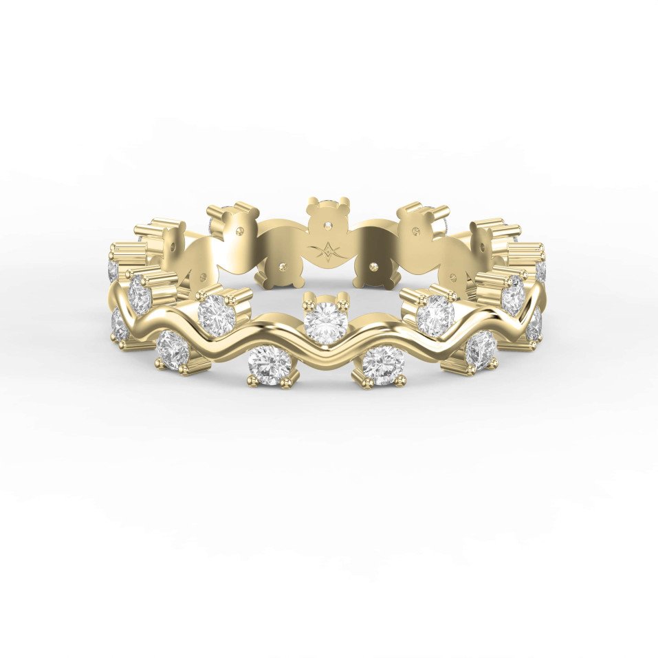 Curved Diamond Ring with Round Brilliant Cut – Lab-Grown & Natural Elegance