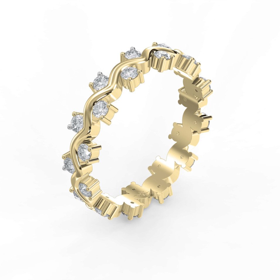 Curved Diamond Ring with Round Brilliant Cut – Lab-Grown & Natural Elegance