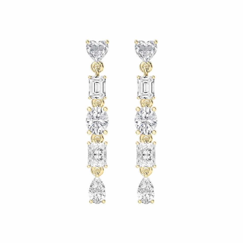 Multi-Shape Drop & Dangle Earrings – Emerald, Radiant, Pear, Oval & Heart Lab-Grown Diamonds