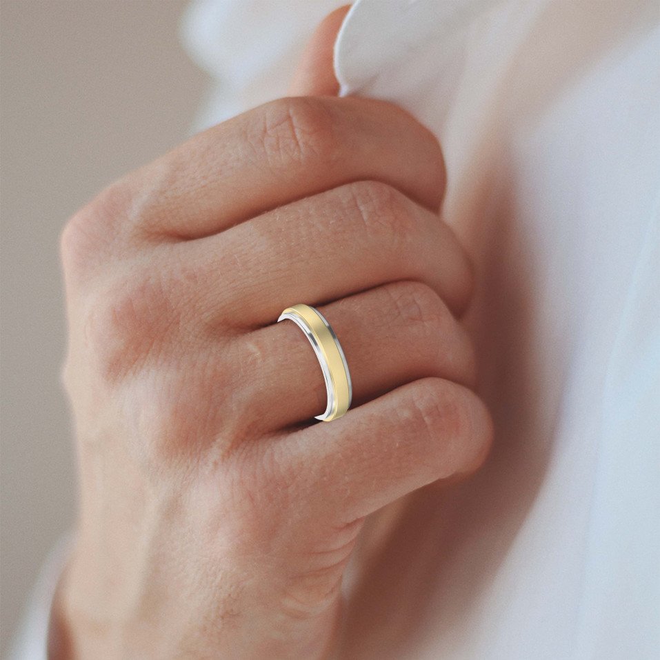 Two-Tone Wedding Band Crafted Entirely in Gold for Men