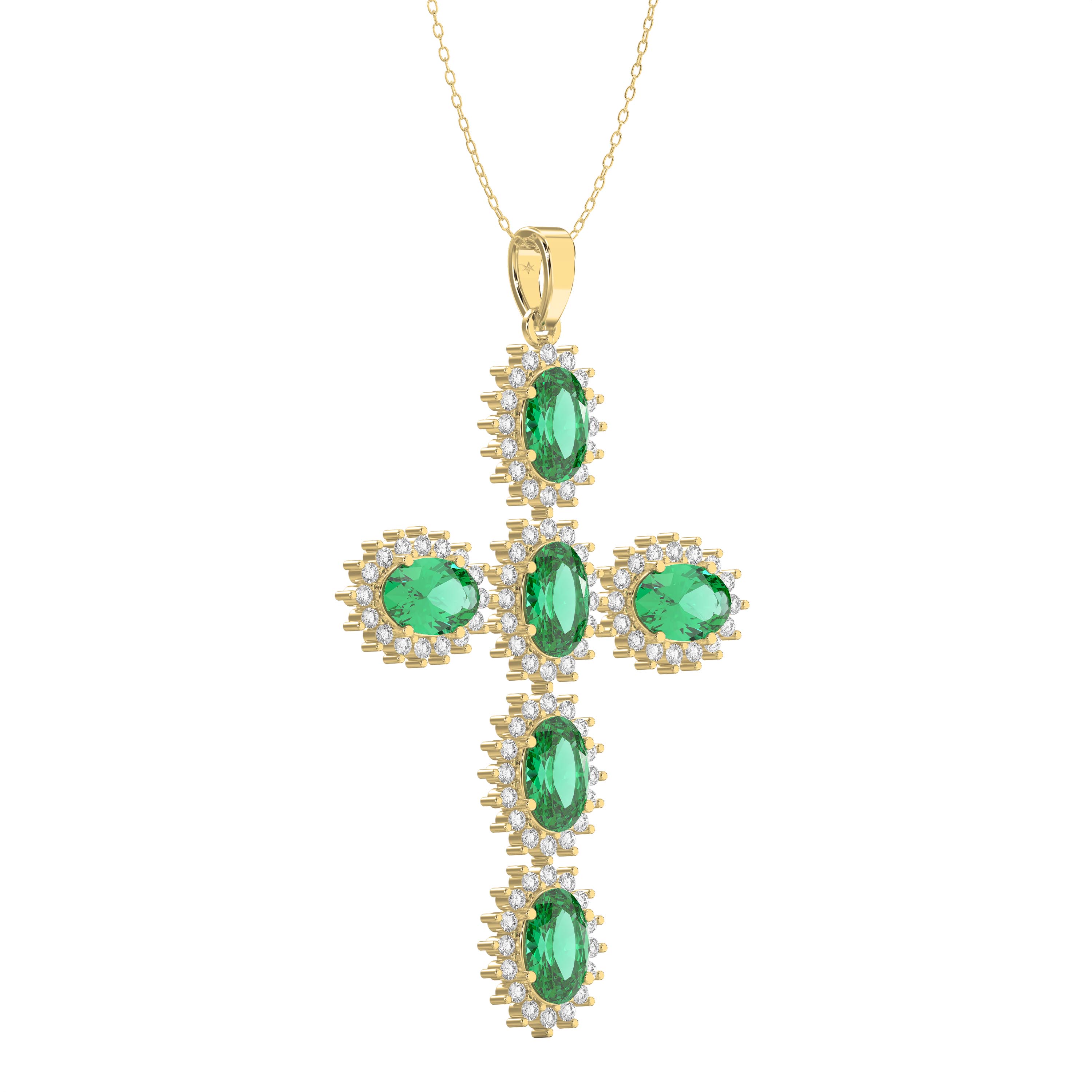 Sterling Genuine, Created or Simulated Gemstone Oval-Cut Cross Pendant Necklace with White Topaz Accents – Valam Design