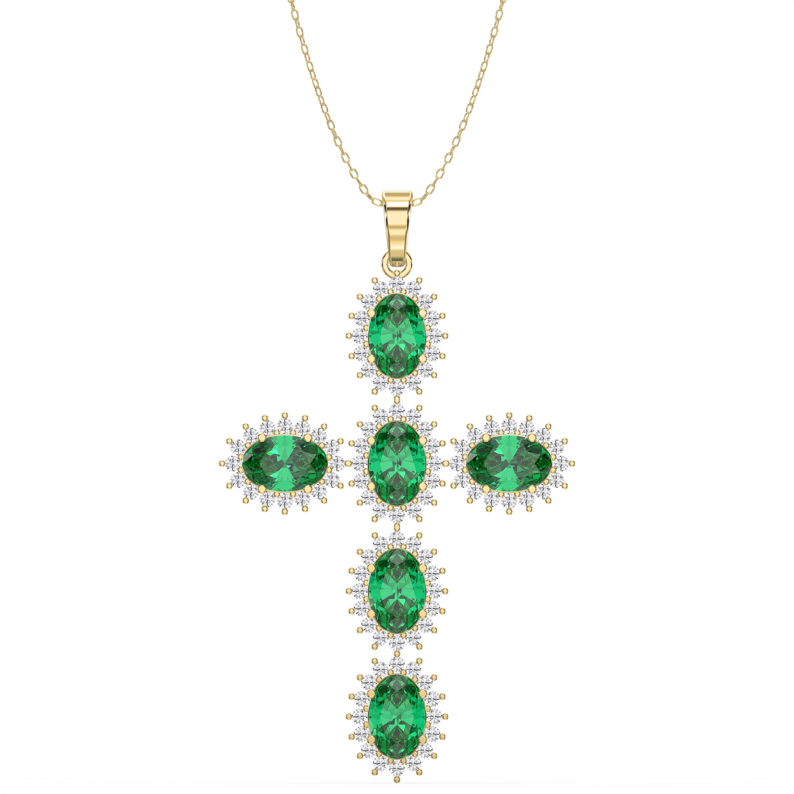 Sterling Genuine, Created or Simulated Gemstone Oval-Cut Cross Pendant Necklace with White Topaz Accents – Valam Design