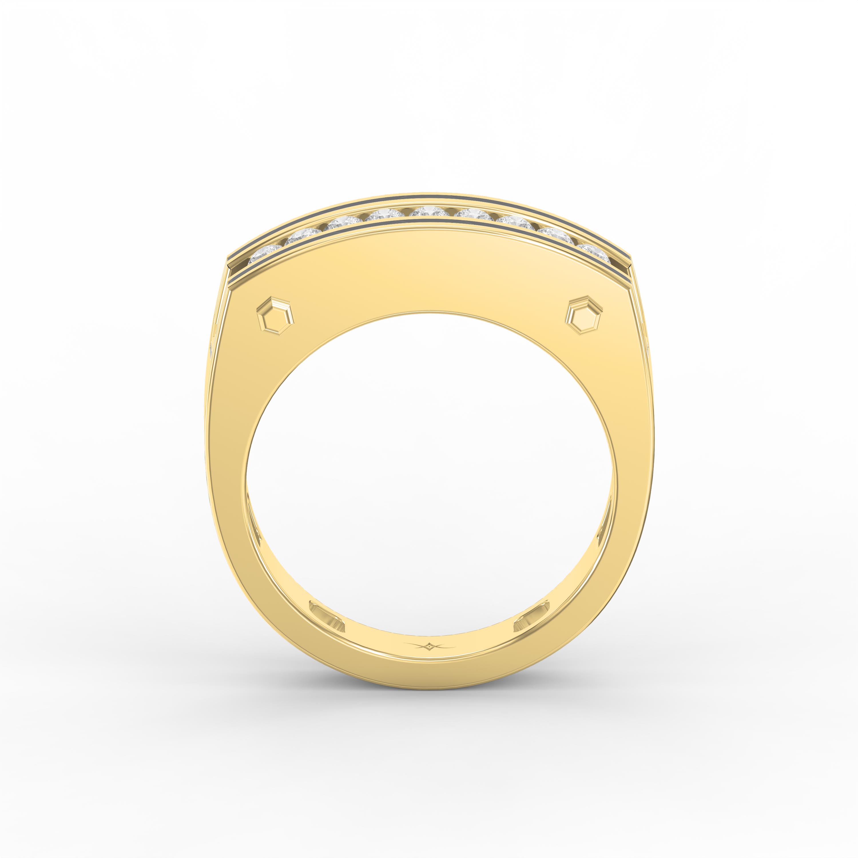 Round Diamond  Onyx Channel Men's  Ring  | Lab - Grown & Natural Diamond Jewelry - Valam Design