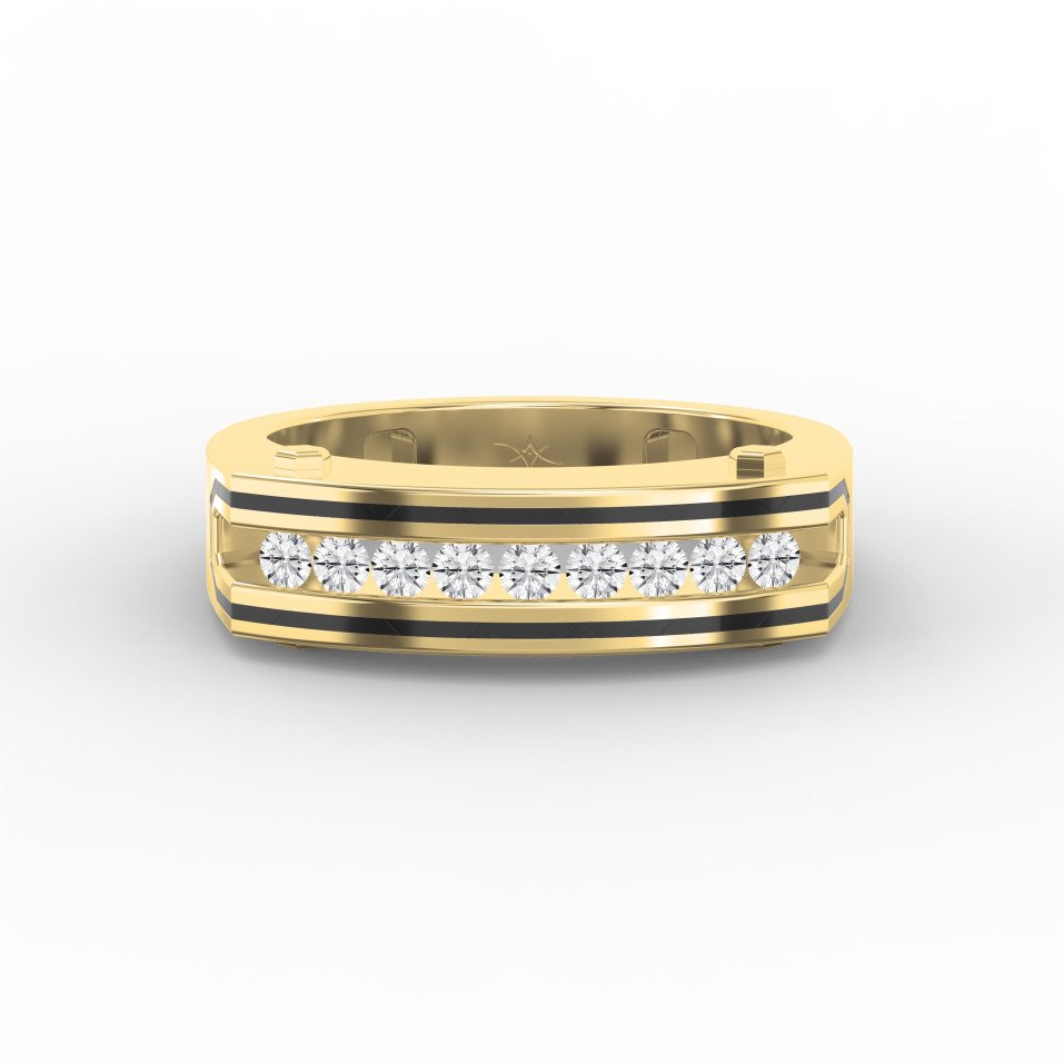Round Diamond  Onyx Channel Men's  Ring  | Lab - Grown & Natural Diamond Jewelry - Valam Design