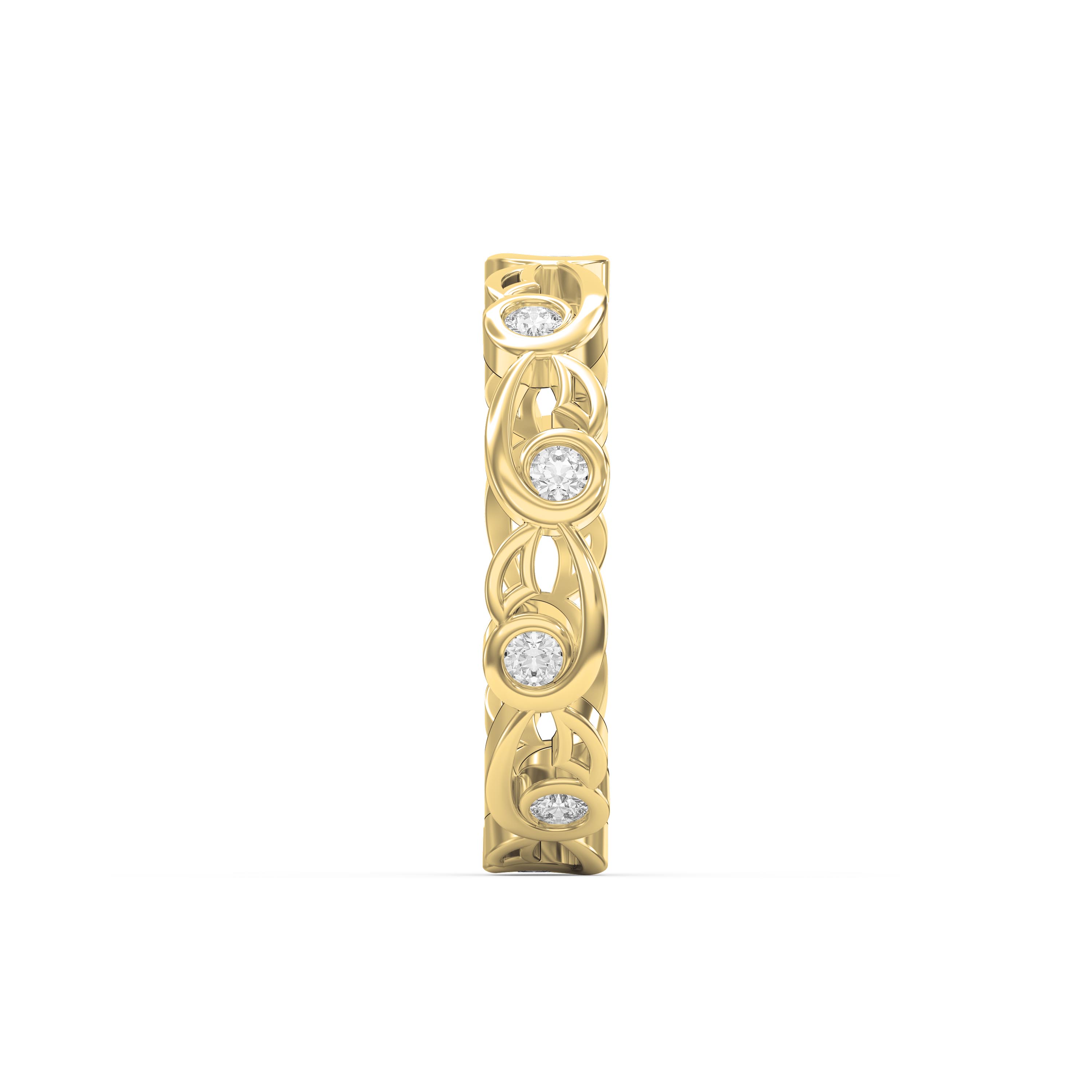 Vine Filigree Diamond Vintage Band – Artistic Bezel-Set Round Diamond Ring | Lab-Grown & Natural Diamonds