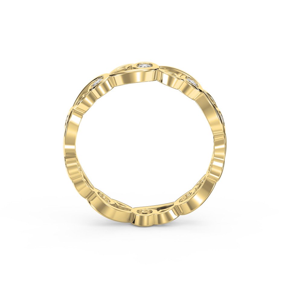 Vine Filigree Diamond Vintage Band – Artistic Bezel-Set Round Diamond Ring | Lab-Grown & Natural Diamonds