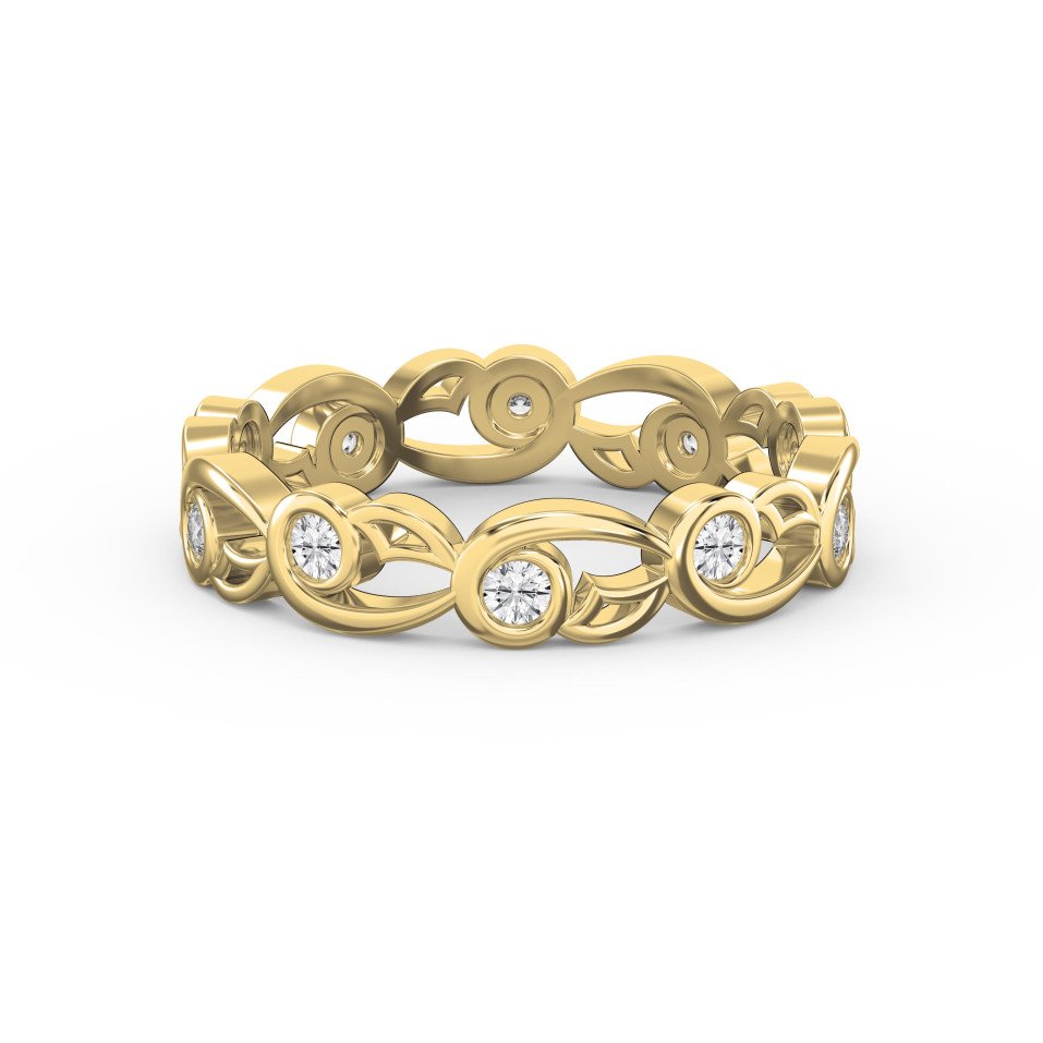 Vine Filigree Diamond Vintage Band – Artistic Bezel-Set Round Diamond Ring | Lab-Grown & Natural Diamonds