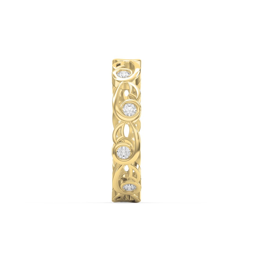 Vine Filigree Diamond Vintage Band – Artistic Bezel-Set Round Diamond Ring | Lab-Grown & Natural Diamonds