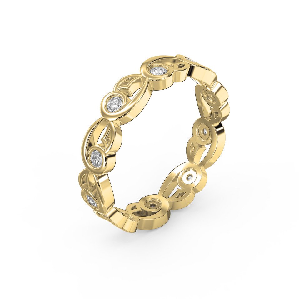 Vine Filigree Diamond Vintage Band – Artistic Bezel-Set Round Diamond Ring | Lab-Grown & Natural Diamonds