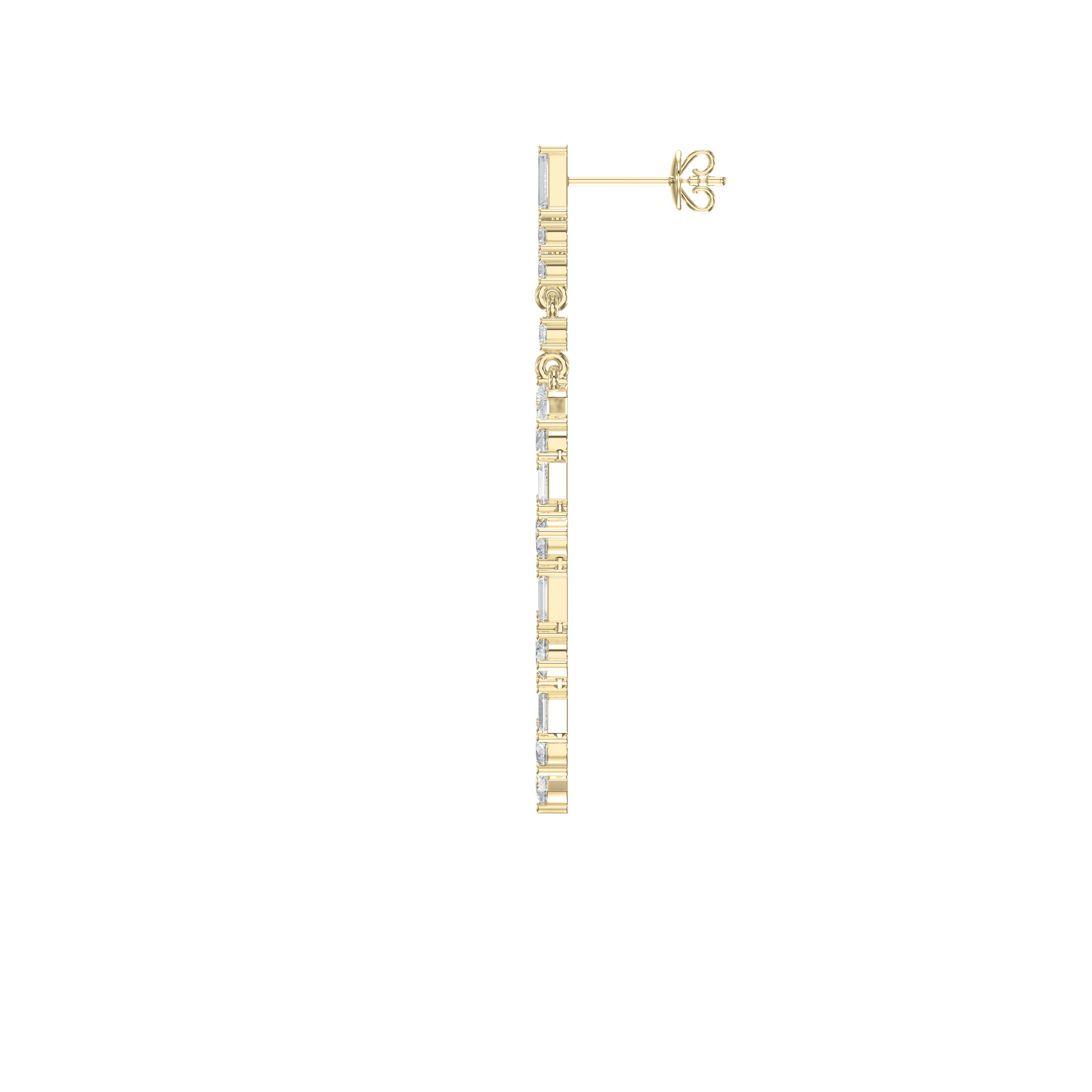 Luxury Diamond Circle Chandelier Earrings – Round & Baguette Drop Dangle Fashion Earrings