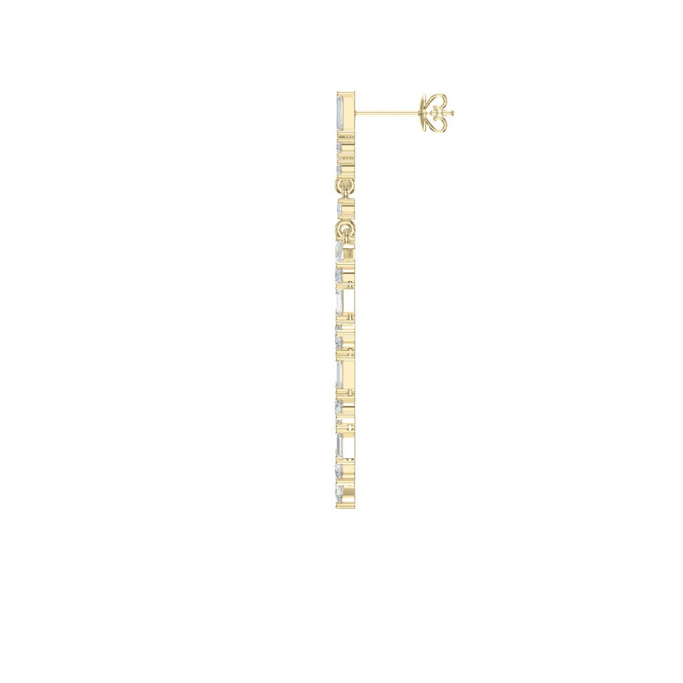Luxury Diamond Circle Chandelier Earrings – Round & Baguette Drop Dangle Fashion Earrings