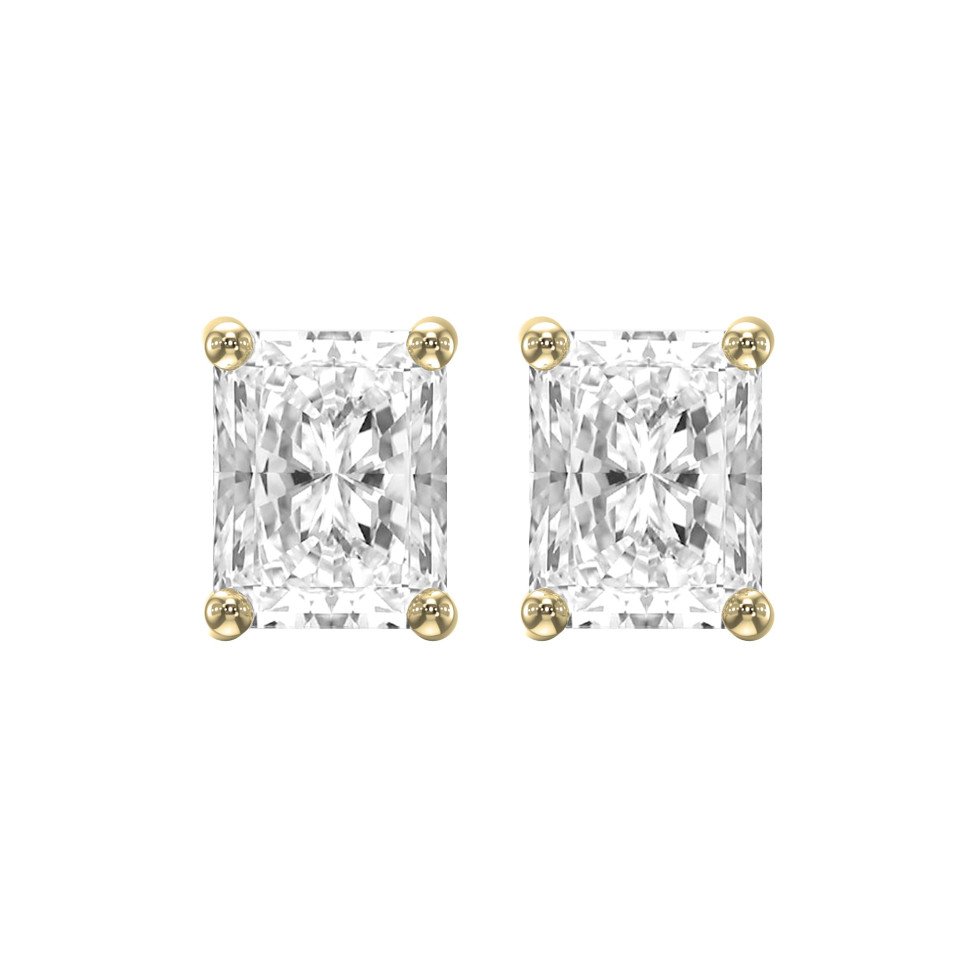 4-Prong Radiant Cut Diamond Stud Earrings – Lab Grown Brilliance