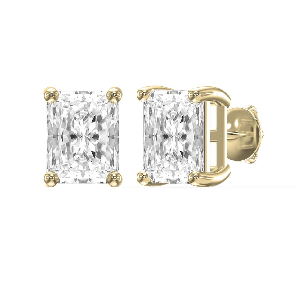 4-Prong Radiant Cut Diamond Stud Earrings – Lab Grown Brilliance