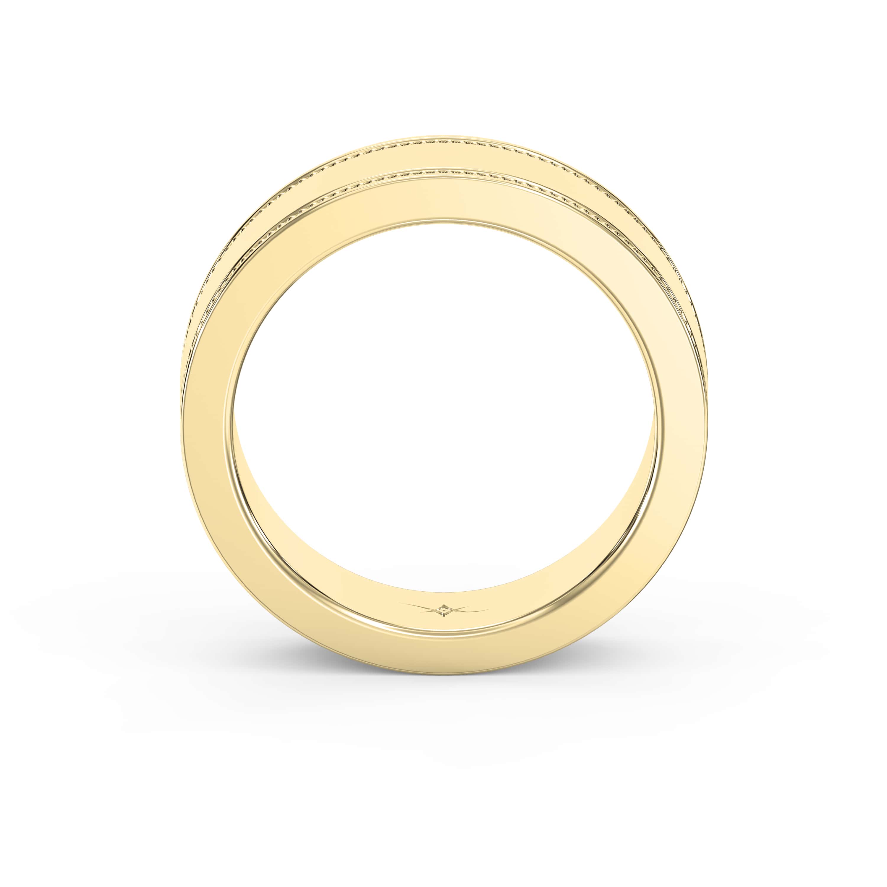 Men’s Flat Polish Milgrain Gold Ring