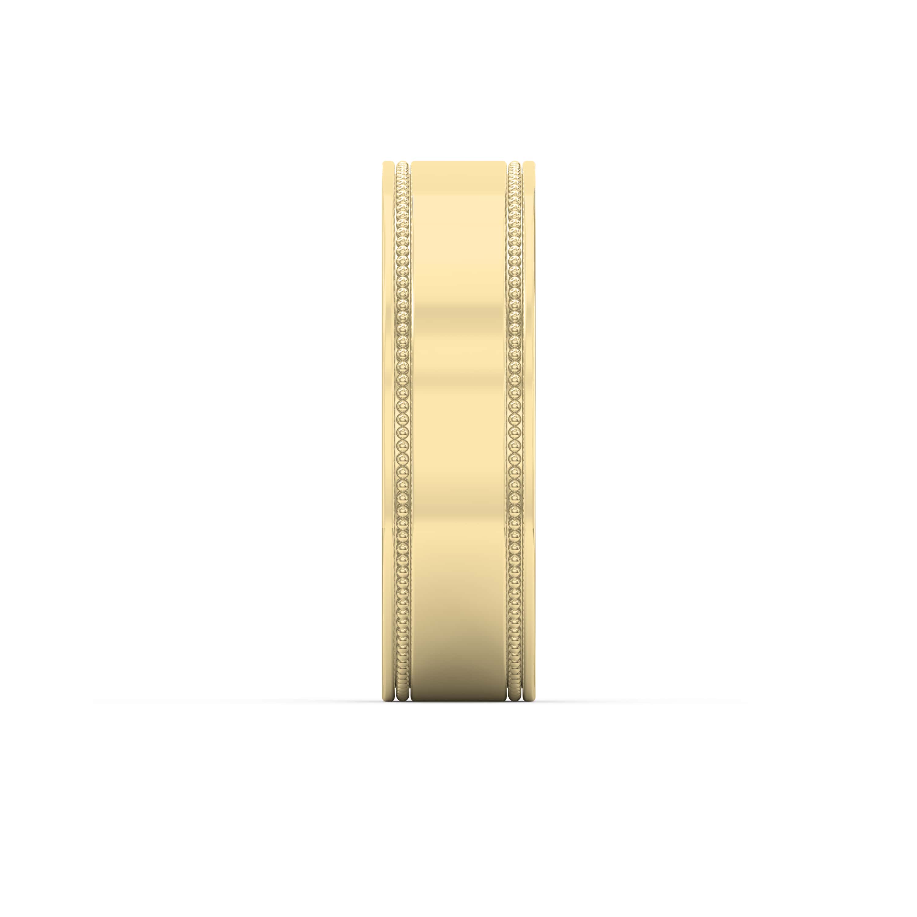 Men’s Flat Polish Milgrain Gold Ring