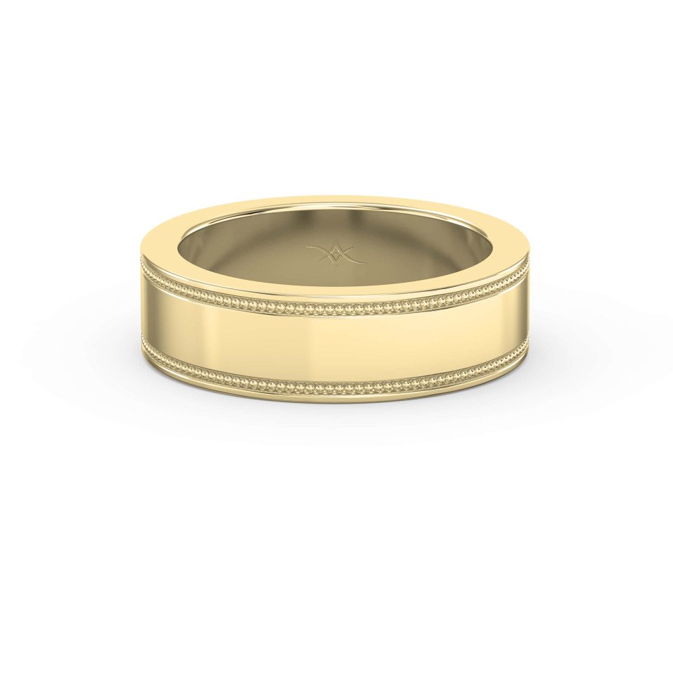 Men’s Flat Polish Milgrain Gold Ring
