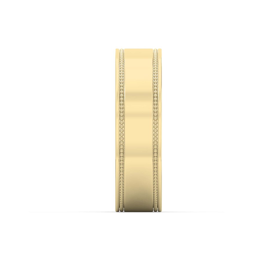 Men’s Flat Polish Milgrain Gold Ring