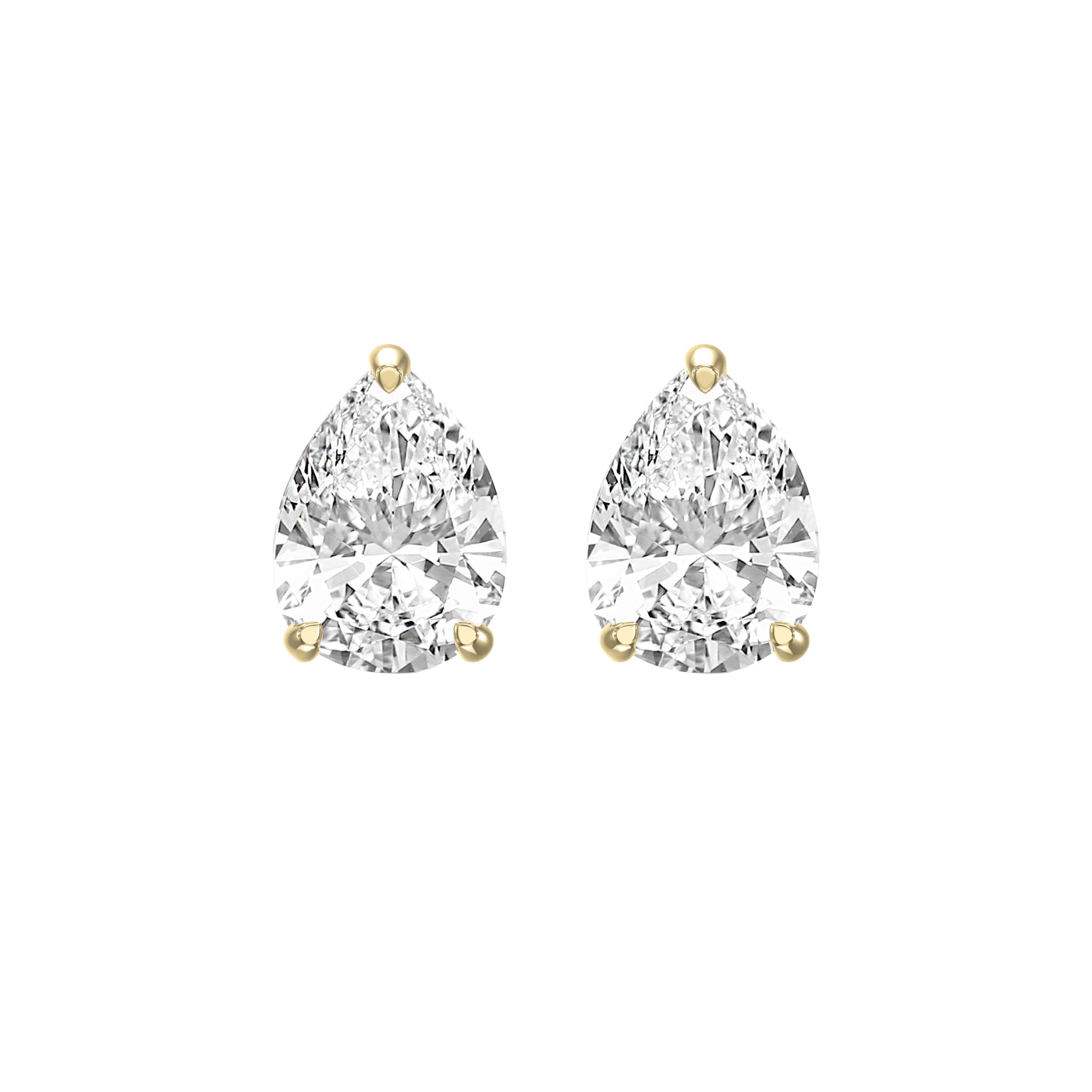 14K Perfect 3-Prong Pear Diamond Stud Earrings – Lab Grown Diamonds