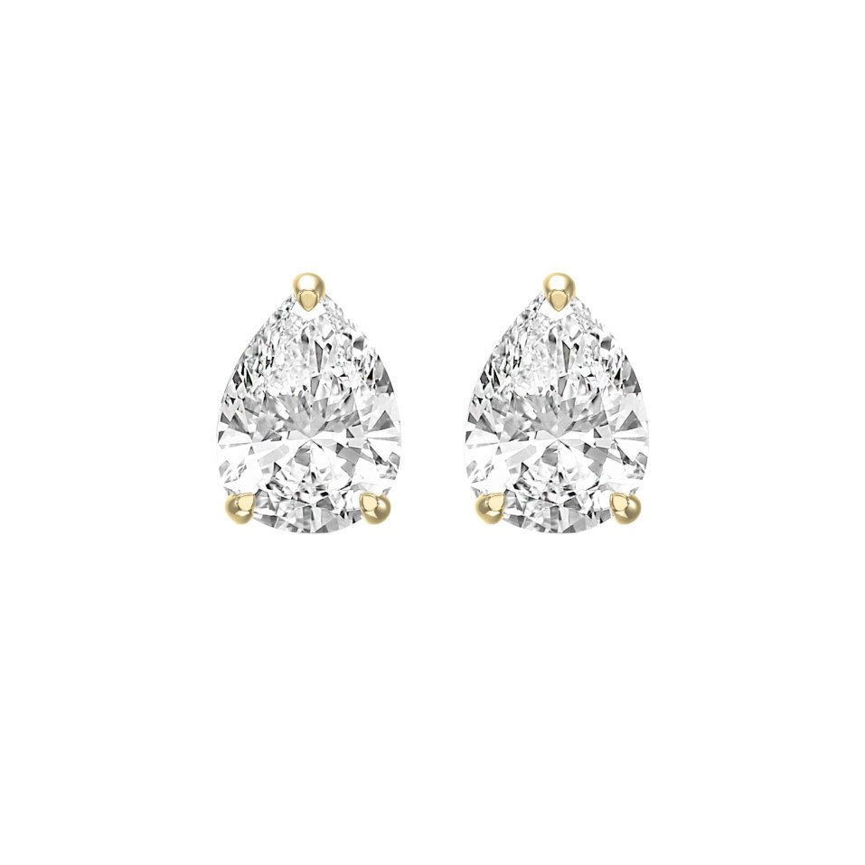 14K Perfect 3-Prong Pear Diamond Stud Earrings – Lab Grown Diamonds