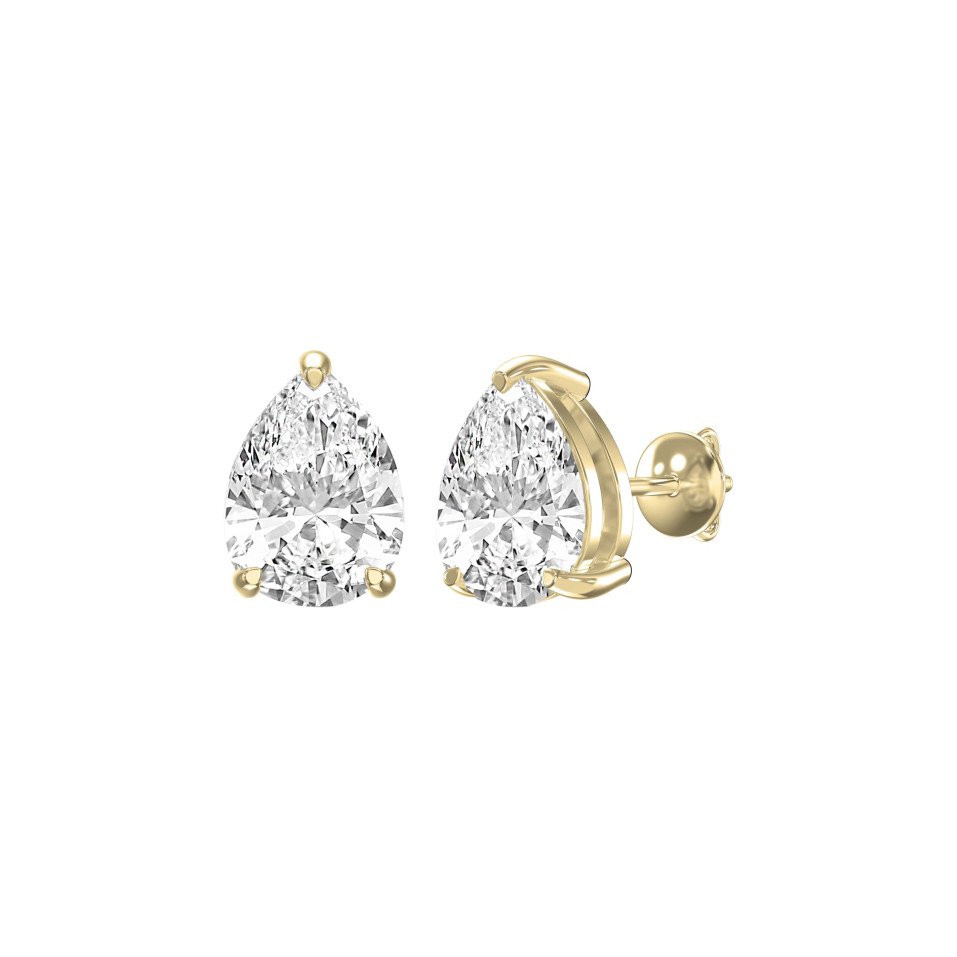 14K Perfect 3-Prong Pear Diamond Stud Earrings – Lab Grown Diamonds