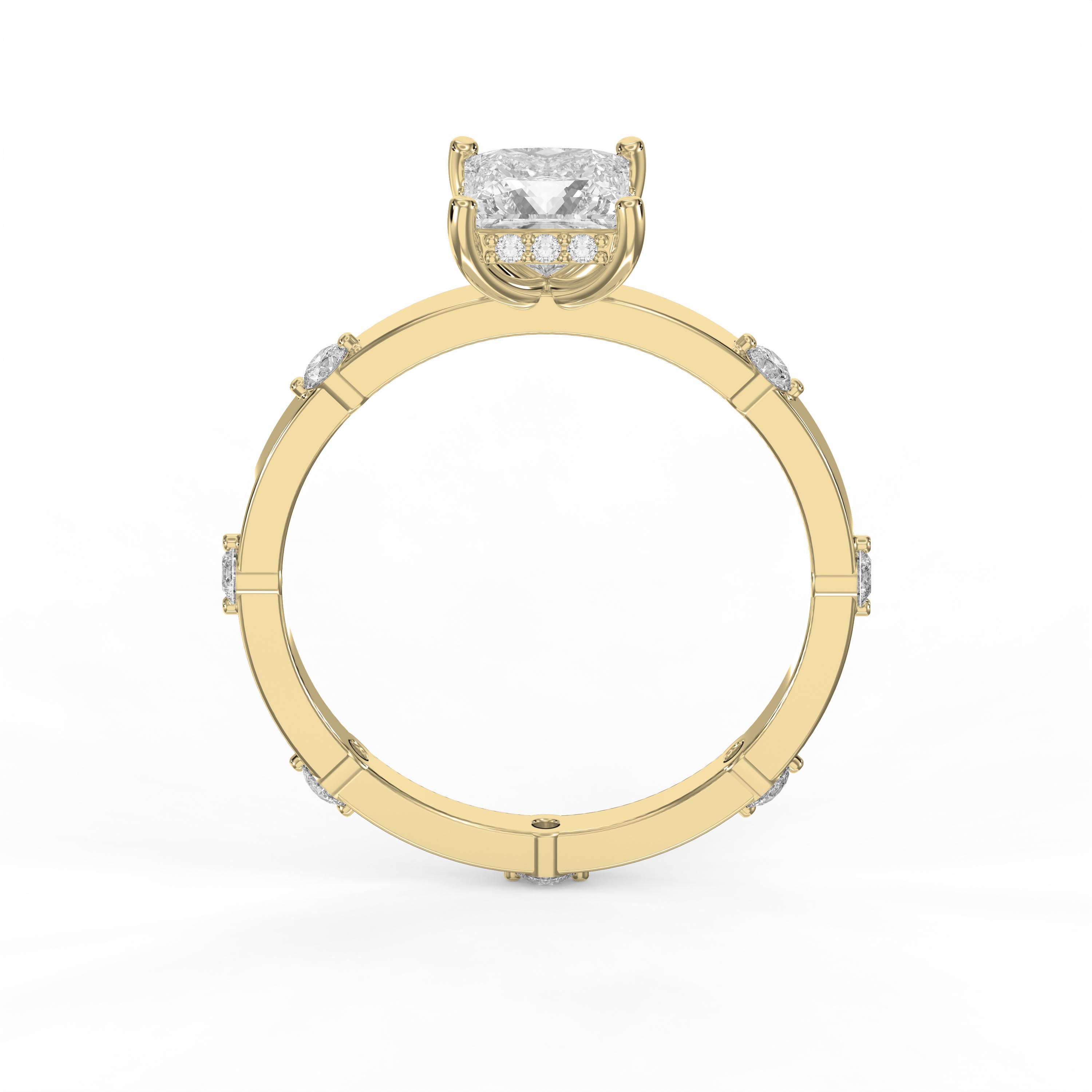 Unique Scattered Diamond Ring for Modern Elegance Princess Cut Diamond Side Stone Ring