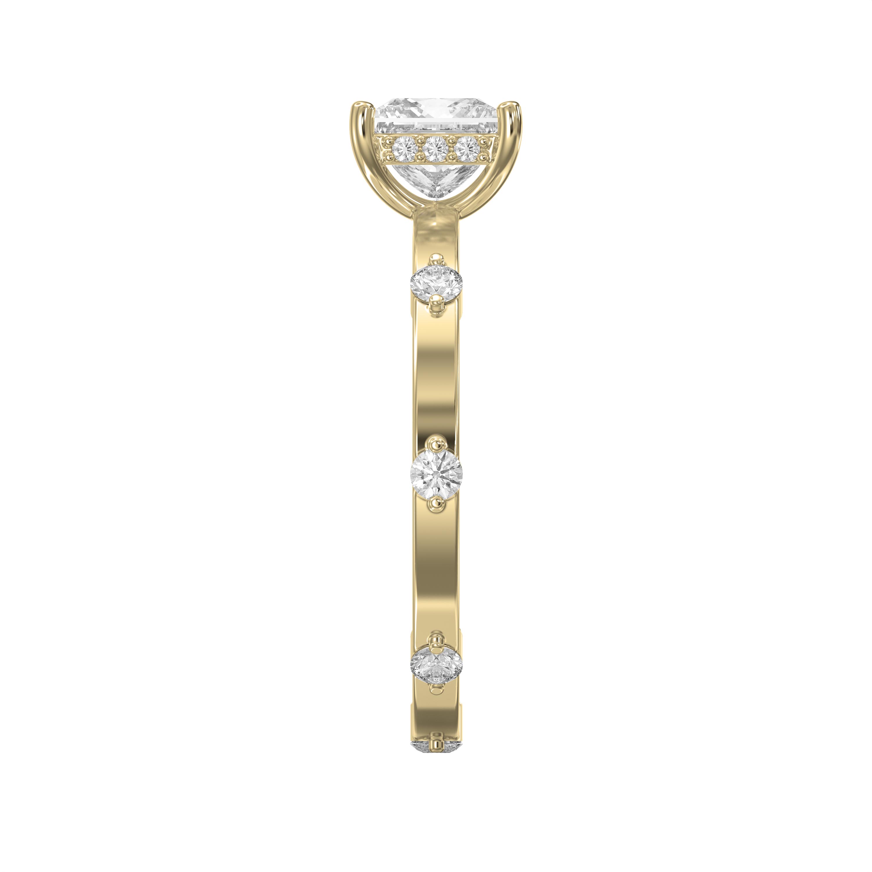 Unique Scattered Diamond Ring for Modern Elegance Princess Cut Diamond Side Stone Ring