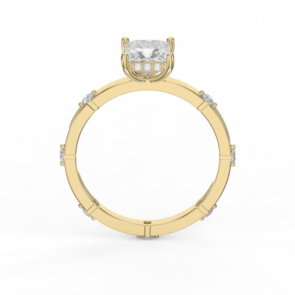 Unique Scattered Diamond Ring for Modern Elegance Princess Cut Diamond Side Stone Ring