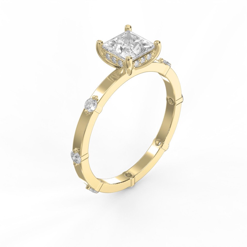 Unique Scattered Diamond Ring for Modern Elegance Princess Cut Diamond Side Stone Ring