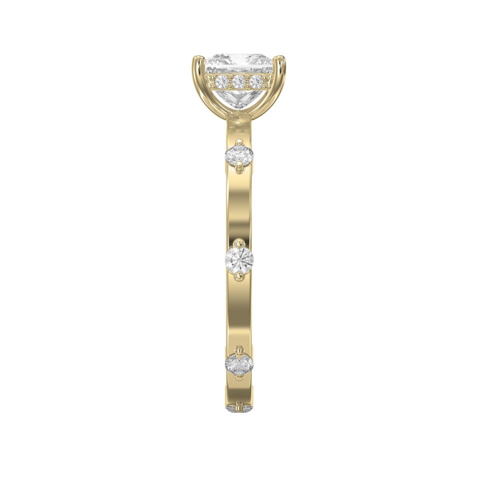 Unique Scattered Diamond Ring for Modern Elegance Princess Cut Diamond Side Stone Ring